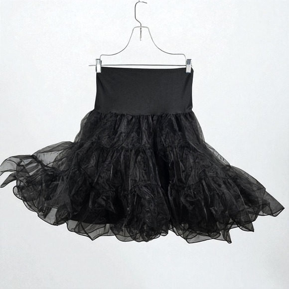 Grace Karin Petticoat Skirt Woman Large Black Tulle Elastic Waist Layered Ruffle - Picture 1 of 10